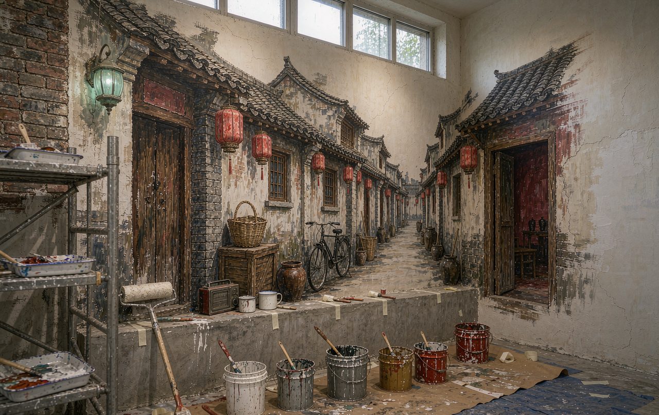 市井街景怀旧墙
