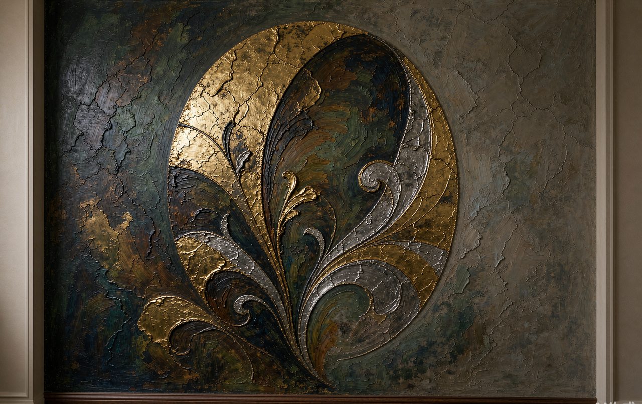 金箔银箔肌理画